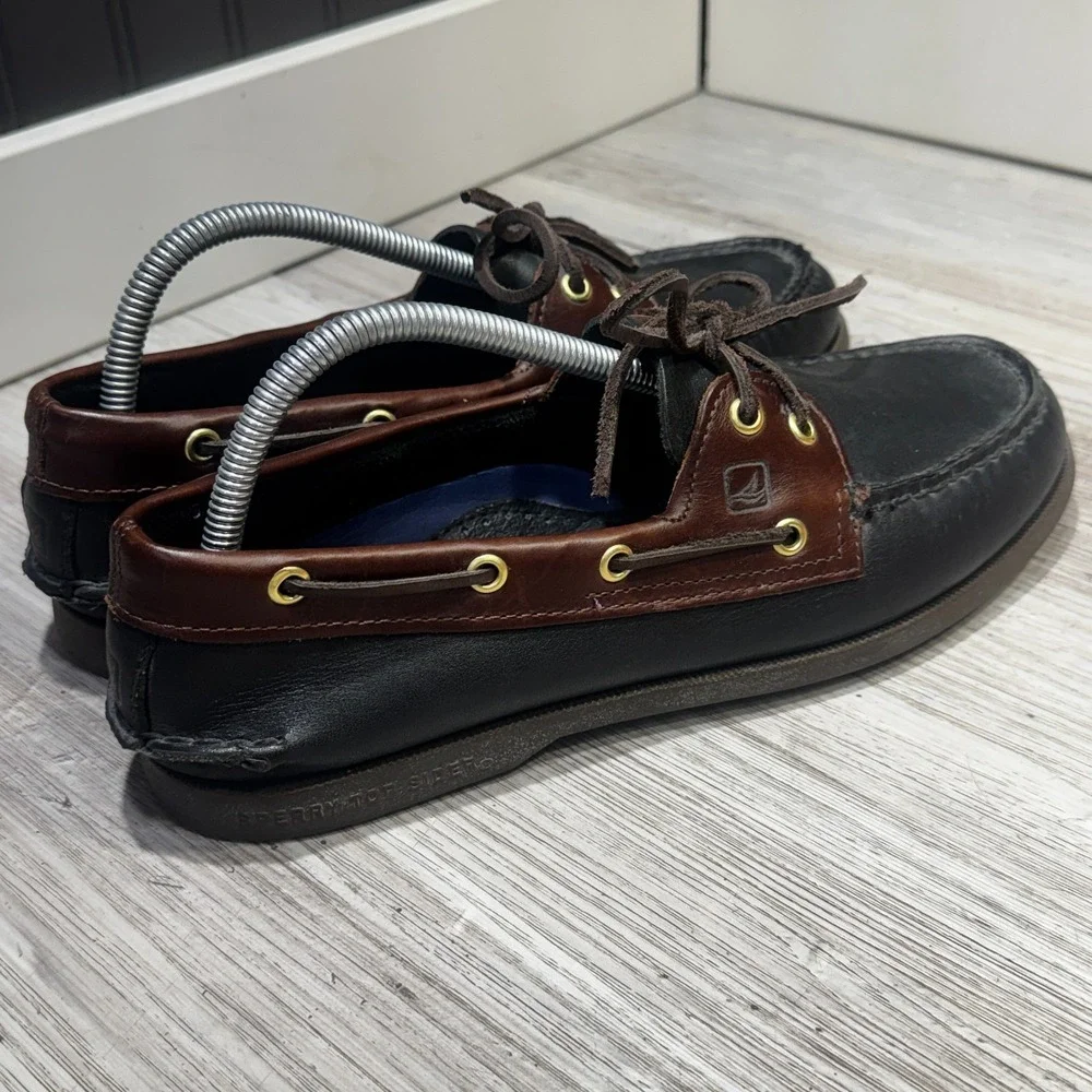 Sperry Top-Sider Men's Original 2 Eye Boat Shoe Black/Amaretto Leather Size 9.5M